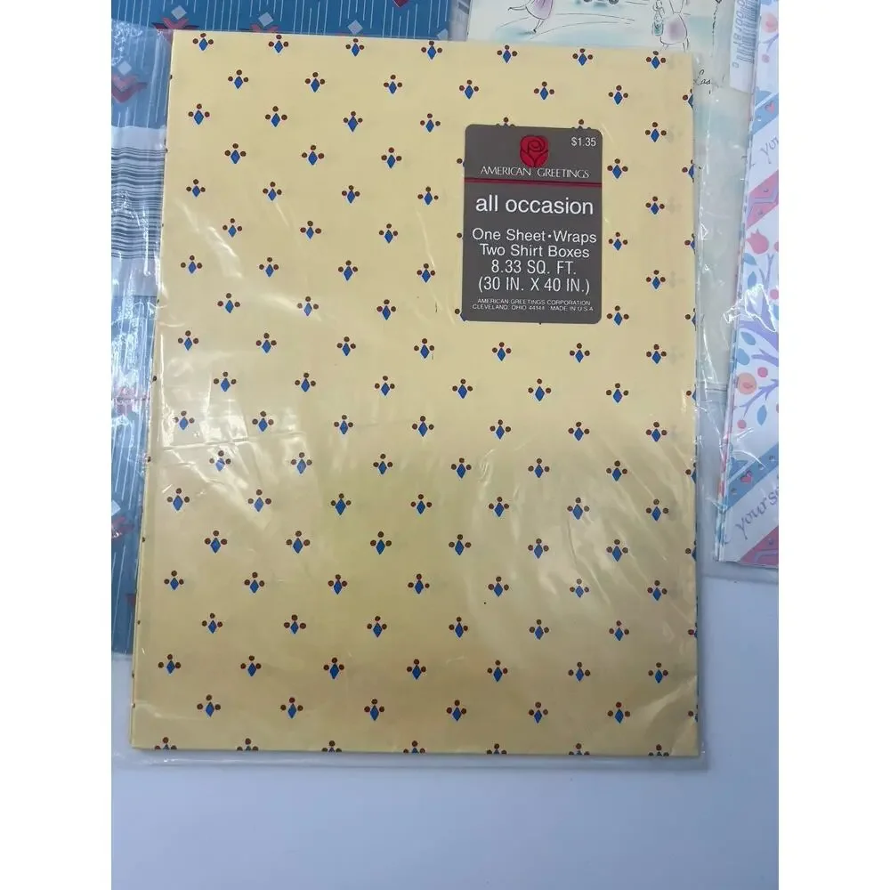 Vintage American Greetings Wrapping Paper Sheets (13) All Occasion Gift New
